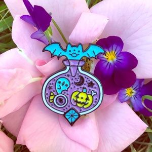 Pastel Goth Lapel Pin: Halloween Potion Bottle